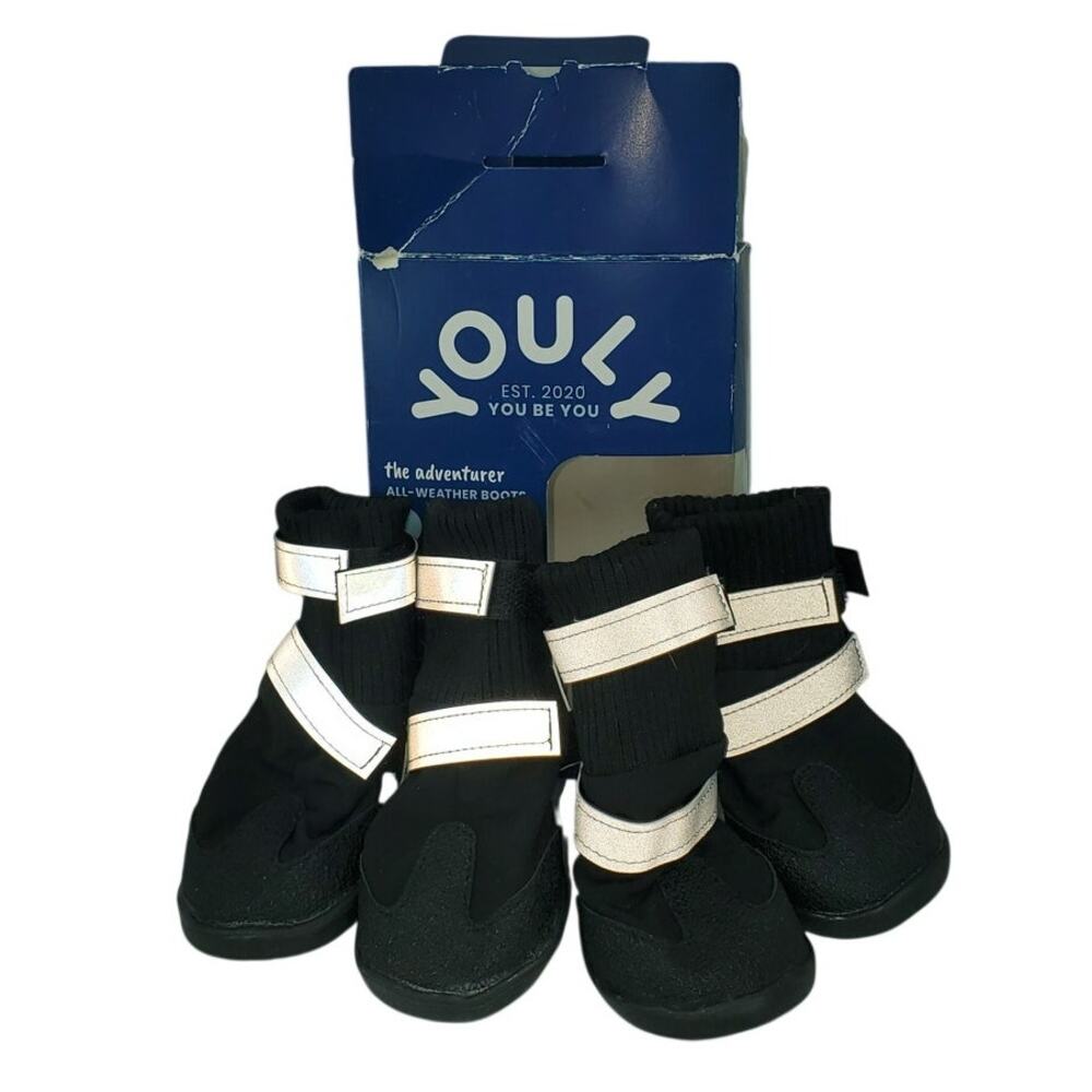Youly Dog Boots Size Medium Black All Weather Waterproof Pet Shoes M